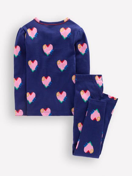 Mini Boden Kids' Snug Henley Pyjamas, Blue - view 2, Blue