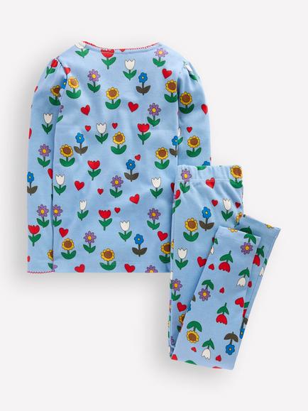 Mini Boden Kids' Snug Long John Pyjamas, Blue - view 2, Blue