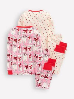 Mini Boden Kids' Twin Pack Snug Pyjamas, Pink - view 2, Pink