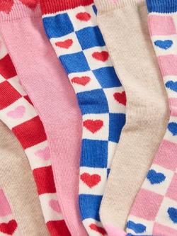 Mini Boden Kids' Cotton Blend Printed Socks, Pack of 7, Pink/Multi - view 2, Pink/Multi