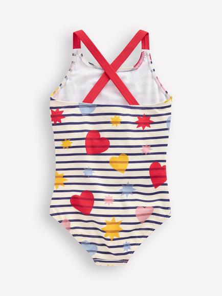 Mini Boden Kids' Crossback Print Swimsuit, Multi - view 2, Multi