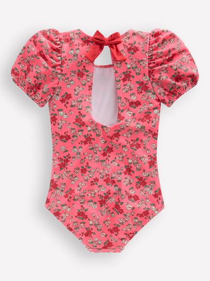 Mini Boden Kids' Puff Sleeve Swimsuit, Pink - view 2, Pink