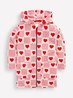 Mini Boden Kids' Romie Heart Towelling Hoodie, Pink, Pink