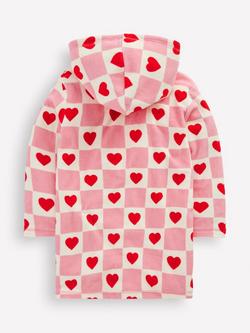 Mini Boden Kids' Romie Heart Towelling Hoodie, Pink - view 2, Pink