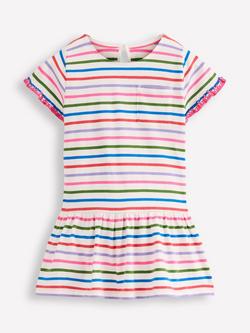 Mini Boden Kids' Dropped Sleeve Striped Top, Multi, Multi