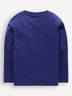 Mini Boden Kids' Rainbow Hearts Long Sleeve T-Shirt, Navy/Multi - view 2, Navy/Multi