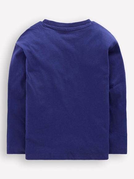 Mini Boden Kids' Rainbow Hearts Long Sleeve T-Shirt, Navy/Multi - view 2, Navy/Multi