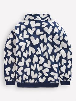Mini Boden Kids' Half-Zip Sweatshirt, Navy Hearts - view 2, Navy Hearts