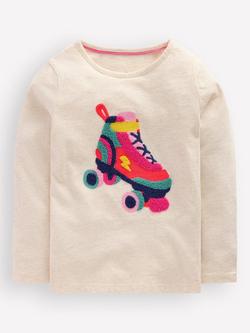 Mini Boden Kids' Long Sleeve Boucle Top, Oatmeal/Multi, Oatmeal/Multi