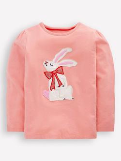 Mini Boden Kids' Puff Sleeve Applique Top, Pink, Pink