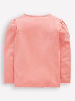 Mini Boden Kids' Puff Sleeve Applique Top, Pink - view 2, Pink