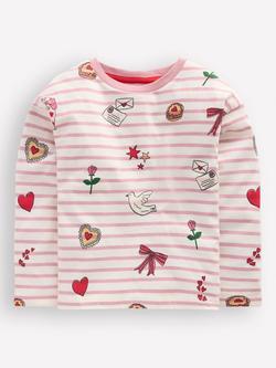 Mini Boden Kids' Relaxed Breton Cotton Top, Pink, Pink