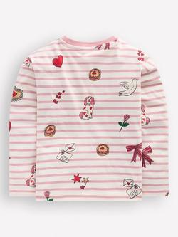 Mini Boden Kids' Relaxed Breton Cotton Top, Pink - view 2, Pink