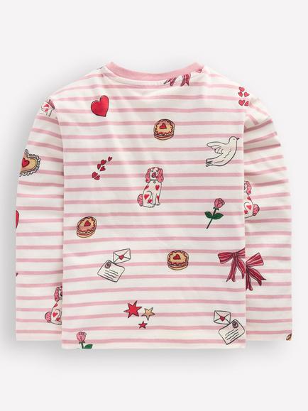 Mini Boden Kids' Relaxed Breton Cotton Top, Pink - view 2, Pink