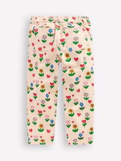 Mini Boden Kids' Floral Pleat Jeans, Ivory/Multi - view 2, Ivory/Multi