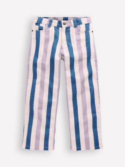 Mini Boden Kids' Relaxed Striped Jeans, Purple/Navy, Purple/Navy