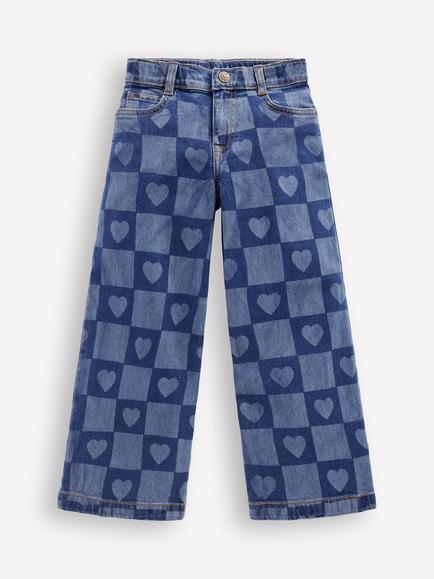 Mini Boden Kids' Wide Leg Jeans, Blue, Blue