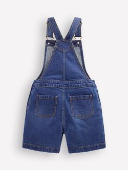 Mini Boden Kids' Short Denim Dungarees, Blue - view 2, Blue