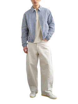 Topman Harrington Stripe Textured Jacket, Blue Stripe, Blue Stripe