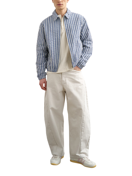 Topman Harrington Stripe Textured Jacket, Blue Stripe, Blue Stripe