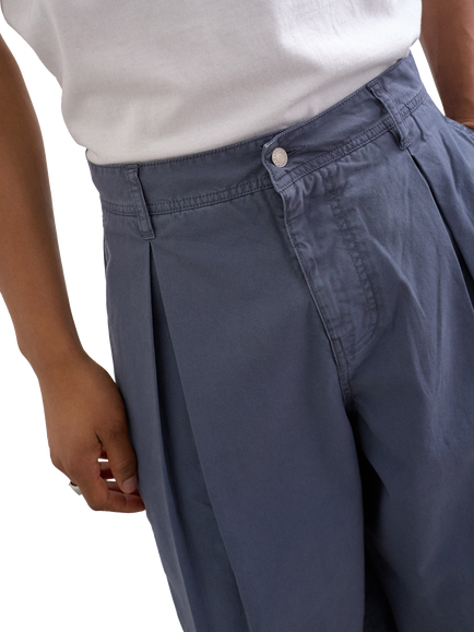 Topman Cotton Barrel Leg Trousers, Blue - view 2, Blue