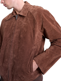 Topman Suede Zip Up Jacket, Rust, Rust