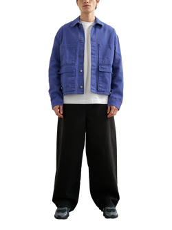 Topman Washed Heavyweight Cotton Utility Jacket, Blue, Blue