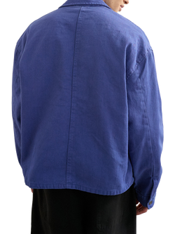 Topman Washed Heavyweight Cotton Utility Jacket, Blue - view 2, Blue