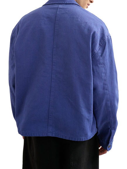 Topman Washed Heavyweight Cotton Utility Jacket, Blue - view 2, Blue
