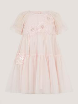 Monsoon Baby Leila Floral Embellished Dress, Pale Pink, Pale Pink