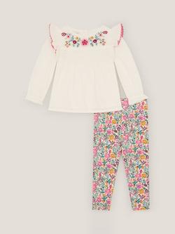 Monsoon Baby Floral Top and Leggings Set, Ivory/Multi, Ivory/Multi