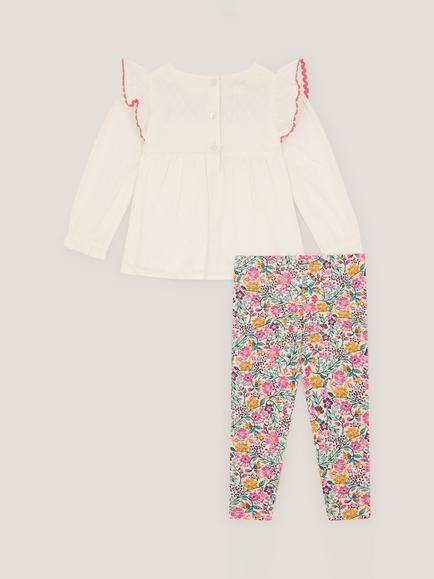 Monsoon Baby Floral Top and Leggings Set, Ivory/Multi - view 2, Ivory/Multi