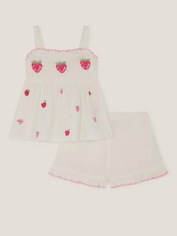 Monsoon Baby Strawberry Top and Shorts Set, White, White