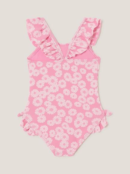 Monsoon Baby Flower Jacquard Swimsuit, Pink - view 2, Pink
