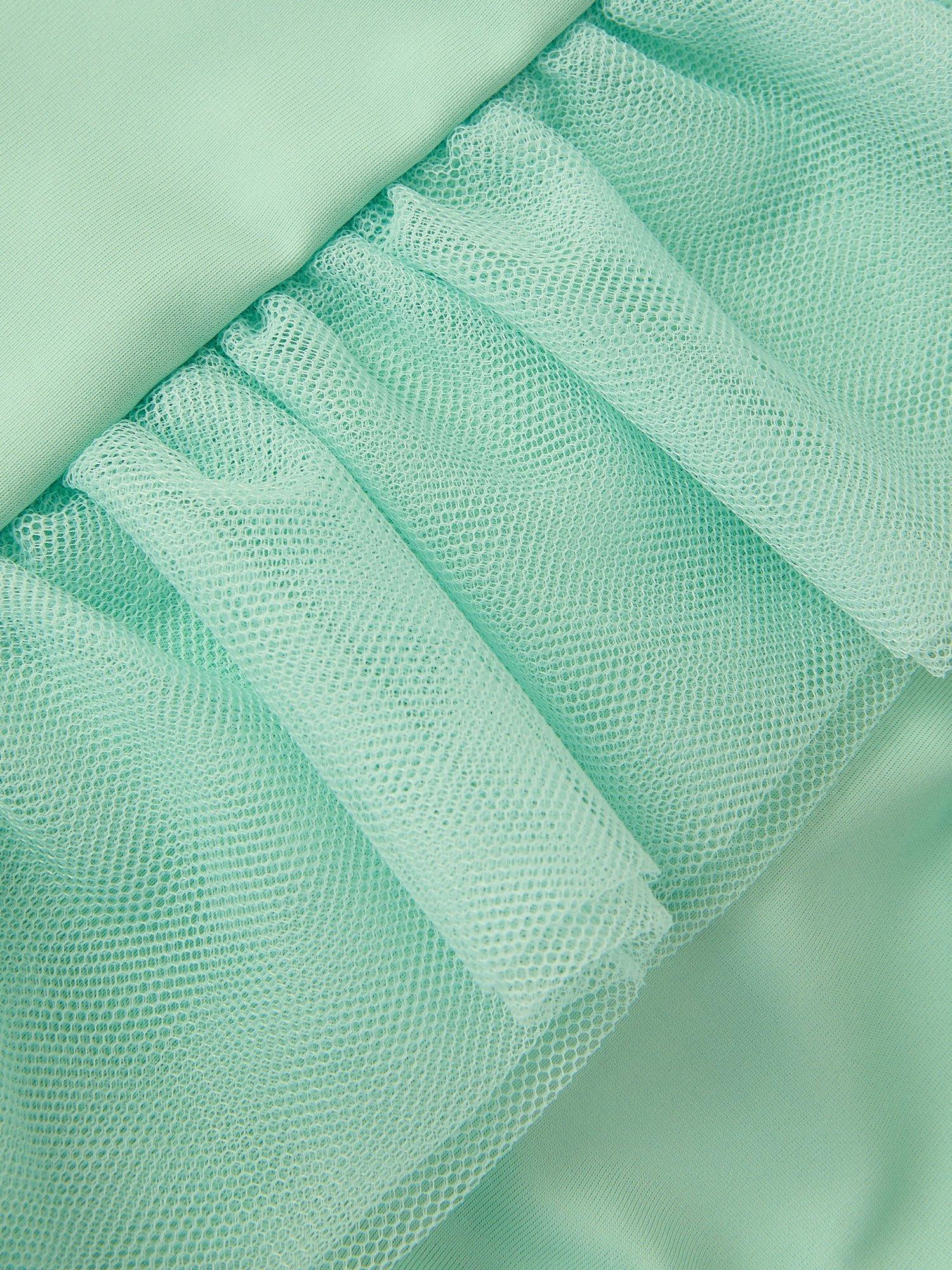 Product image 3 of 3, which shows Monsoon Baby Mesh Trim Swimsuit, Green, 0-3 months