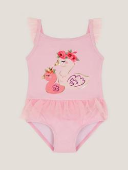 Monsoon Baby Tulle Trim Swimsuit, Pink, Pink