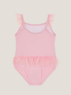 Monsoon Baby Tulle Trim Swimsuit, Pink - view 2, Pink