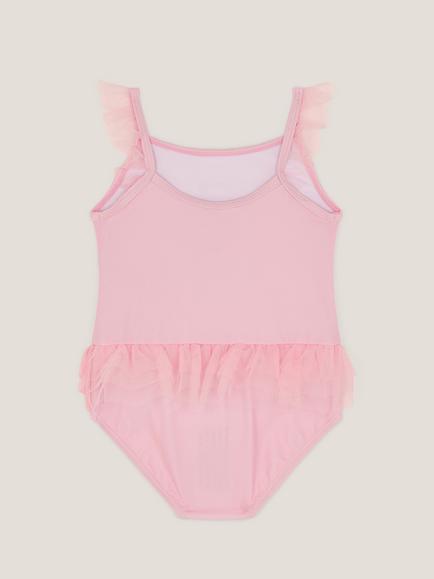 Monsoon Baby Tulle Trim Swimsuit, Pink - view 2, Pink