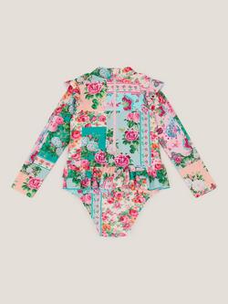 Monsoon Baby UPF50+ Patchwork Long Sleeve Swimsuit, Green - view 2, Green