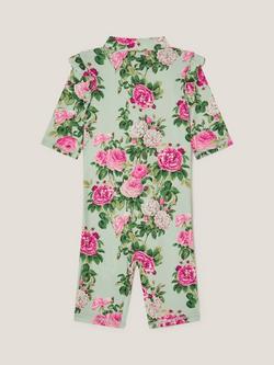 Monsoon Baby UPF50+ Rose Print Swimsuit, Green - view 2, Green