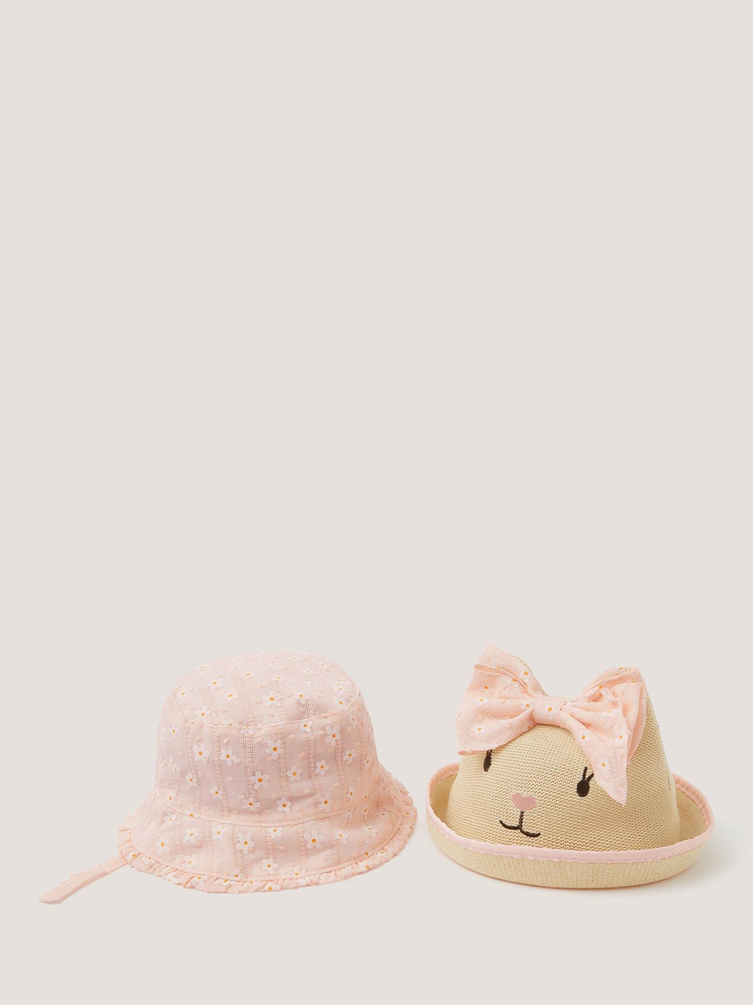 Product image 1 of 3, which shows Monsoon Baby Hat, Set of 2, Multi, 0-6 months