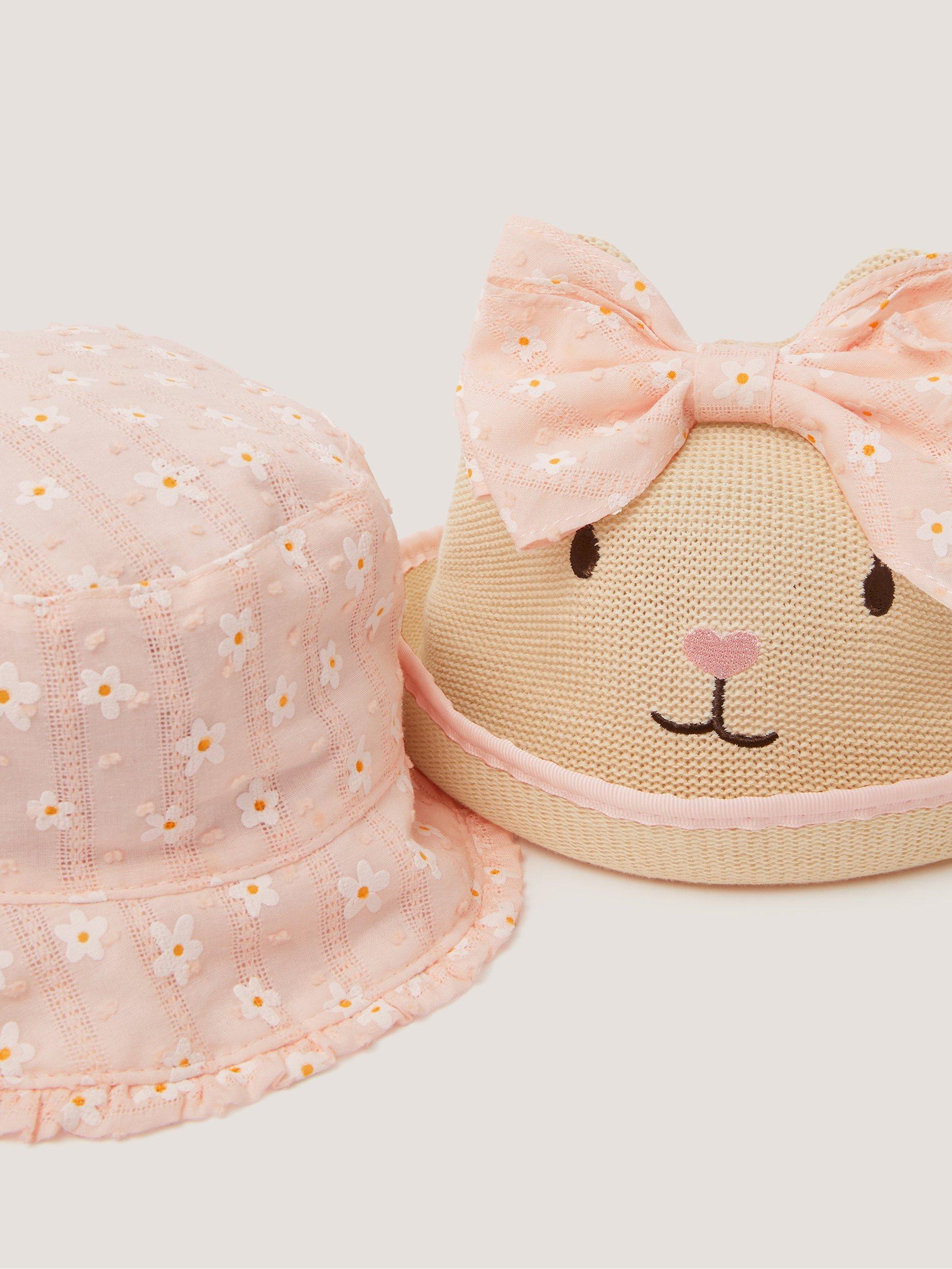 Product image 3 of 3, which shows Monsoon Baby Hat, Set of 2, Multi, 0-6 months