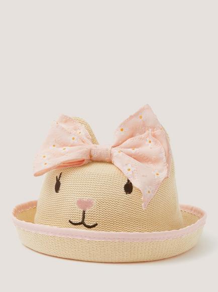 Monsoon Baby Bunny Bow Hat, Pink, Pink