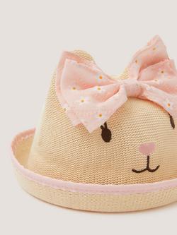 Monsoon Baby Bunny Bow Hat, Pink - view 2, Pink