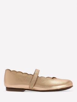 Mini Boden Kids' Scallop Mary Jane Shoes, Gold, Gold