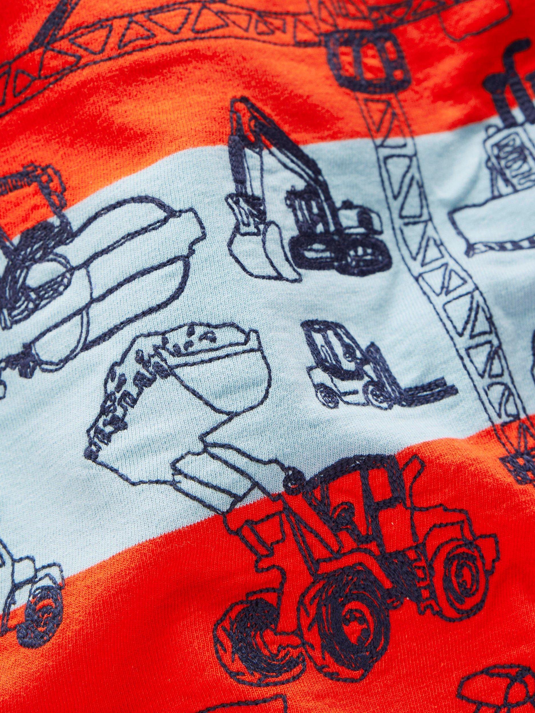 Product image 3 of 3, which shows Mini Boden Kids' Relaxed Embroidered Construction T-Shirt, Multi, 2-3 years