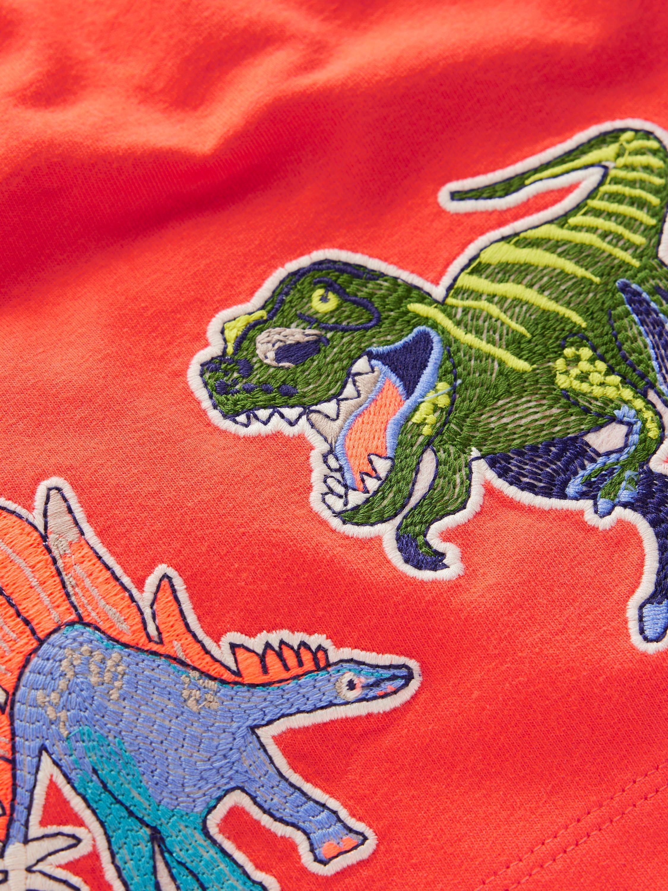 Product image 3 of 3, which shows Mini Boden Kids' Dinosaur T-Shirt, Orange, 2-3 years