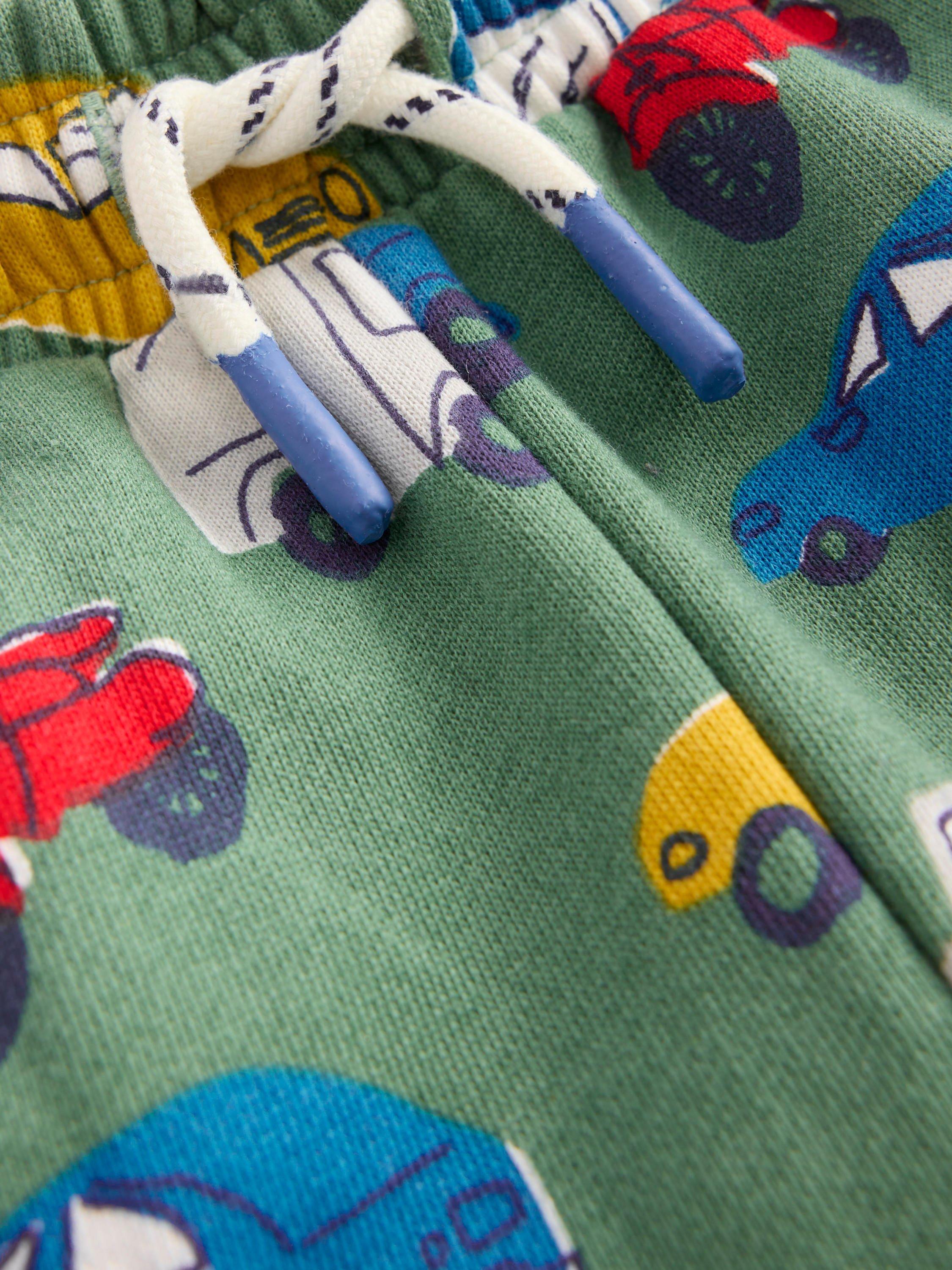 Product image 3 of 3, which shows Mini Boden Kids' Relaxed Car Print Joggers, Green, 2-3 years
