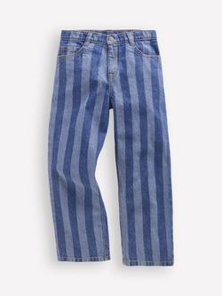 Mini Boden Kids' Relaxed Striped Jeans, Blue