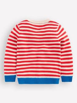 Mini Boden Kids' Chunky Striped Jumper, Red/Ecru Marl - view 2, Red/Ecru Marl